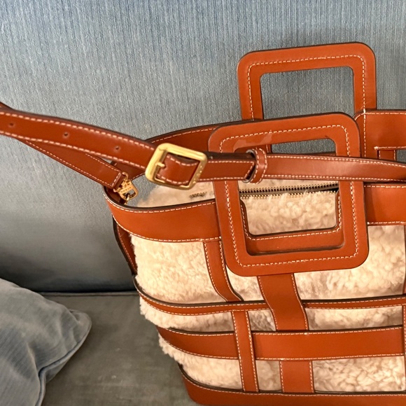 Staud Shearling bag with leather frame. - Picture 2 of 3